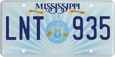 MS license plate LNT935