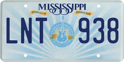 MS license plate LNT938