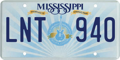MS license plate LNT940
