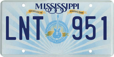 MS license plate LNT951