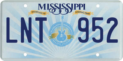 MS license plate LNT952