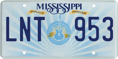MS license plate LNT953