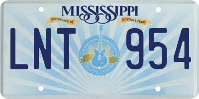 MS license plate LNT954