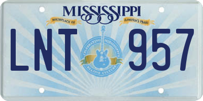 MS license plate LNT957