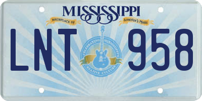 MS license plate LNT958