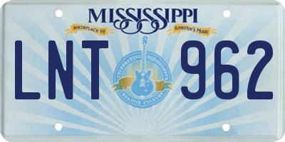 MS license plate LNT962