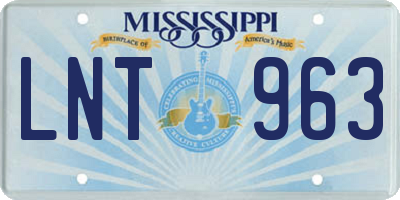 MS license plate LNT963