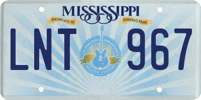 MS license plate LNT967