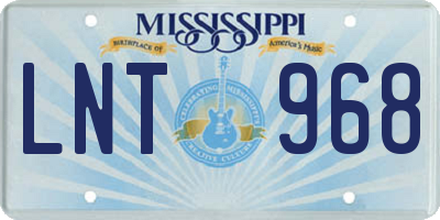 MS license plate LNT968