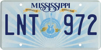 MS license plate LNT972
