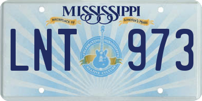 MS license plate LNT973