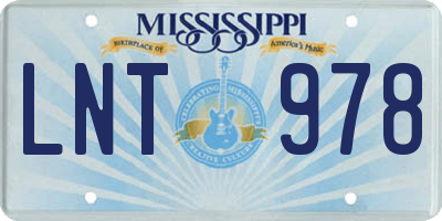 MS license plate LNT978