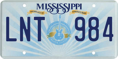 MS license plate LNT984