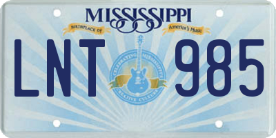 MS license plate LNT985