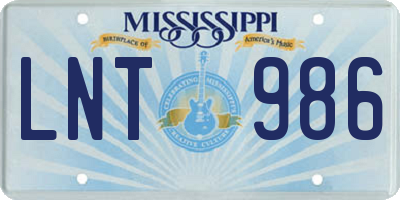 MS license plate LNT986