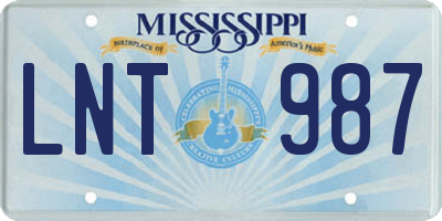 MS license plate LNT987