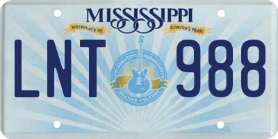 MS license plate LNT988