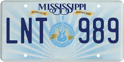 MS license plate LNT989