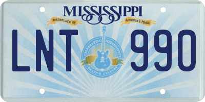 MS license plate LNT990
