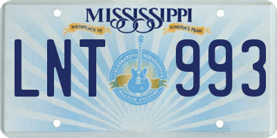 MS license plate LNT993