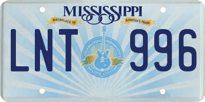 MS license plate LNT996