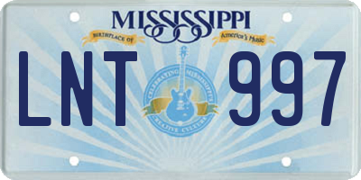 MS license plate LNT997