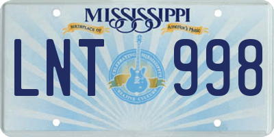 MS license plate LNT998