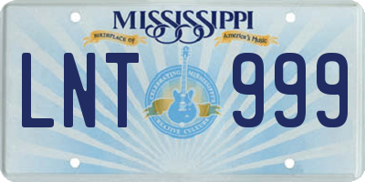 MS license plate LNT999