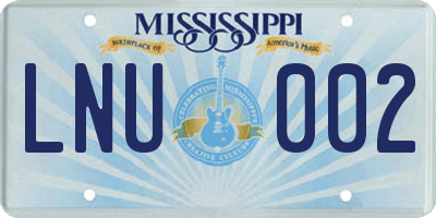 MS license plate LNU002