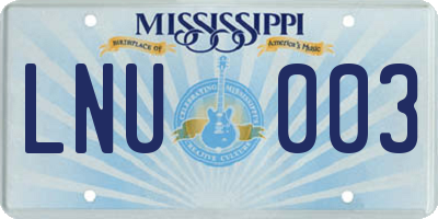 MS license plate LNU003