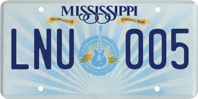 MS license plate LNU005