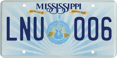 MS license plate LNU006