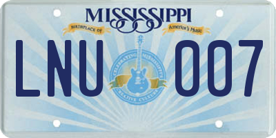 MS license plate LNU007