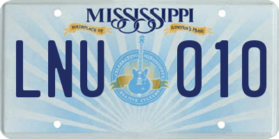 MS license plate LNU010