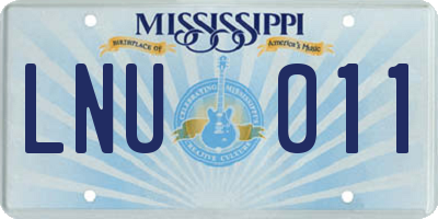 MS license plate LNU011