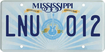 MS license plate LNU012