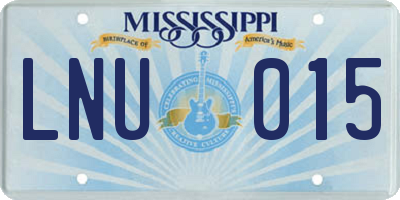 MS license plate LNU015