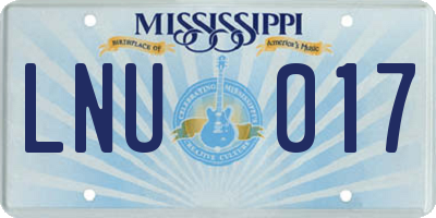 MS license plate LNU017