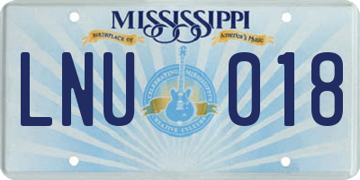 MS license plate LNU018