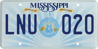MS license plate LNU020