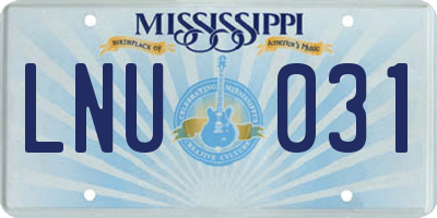 MS license plate LNU031
