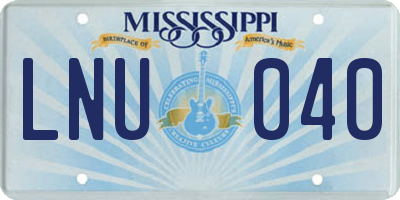 MS license plate LNU040