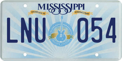 MS license plate LNU054