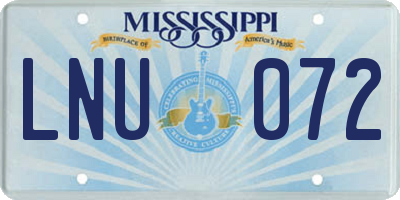 MS license plate LNU072