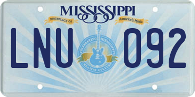 MS license plate LNU092