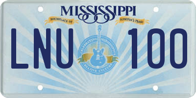 MS license plate LNU100