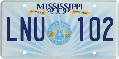MS license plate LNU102