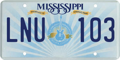 MS license plate LNU103