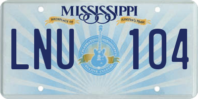 MS license plate LNU104