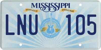 MS license plate LNU105